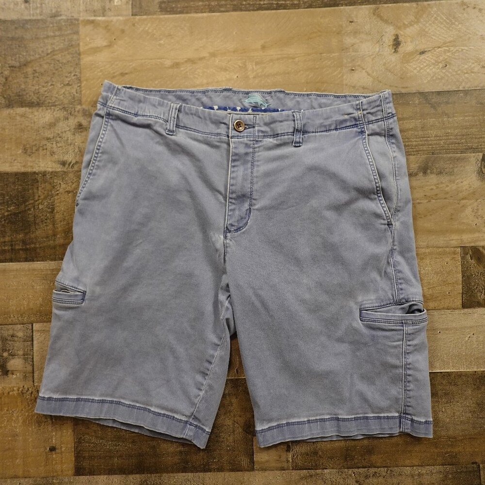 Tommy Bahama Men’s Cargo Shorts 36x10‎ Blue Cotton Tencel Blend